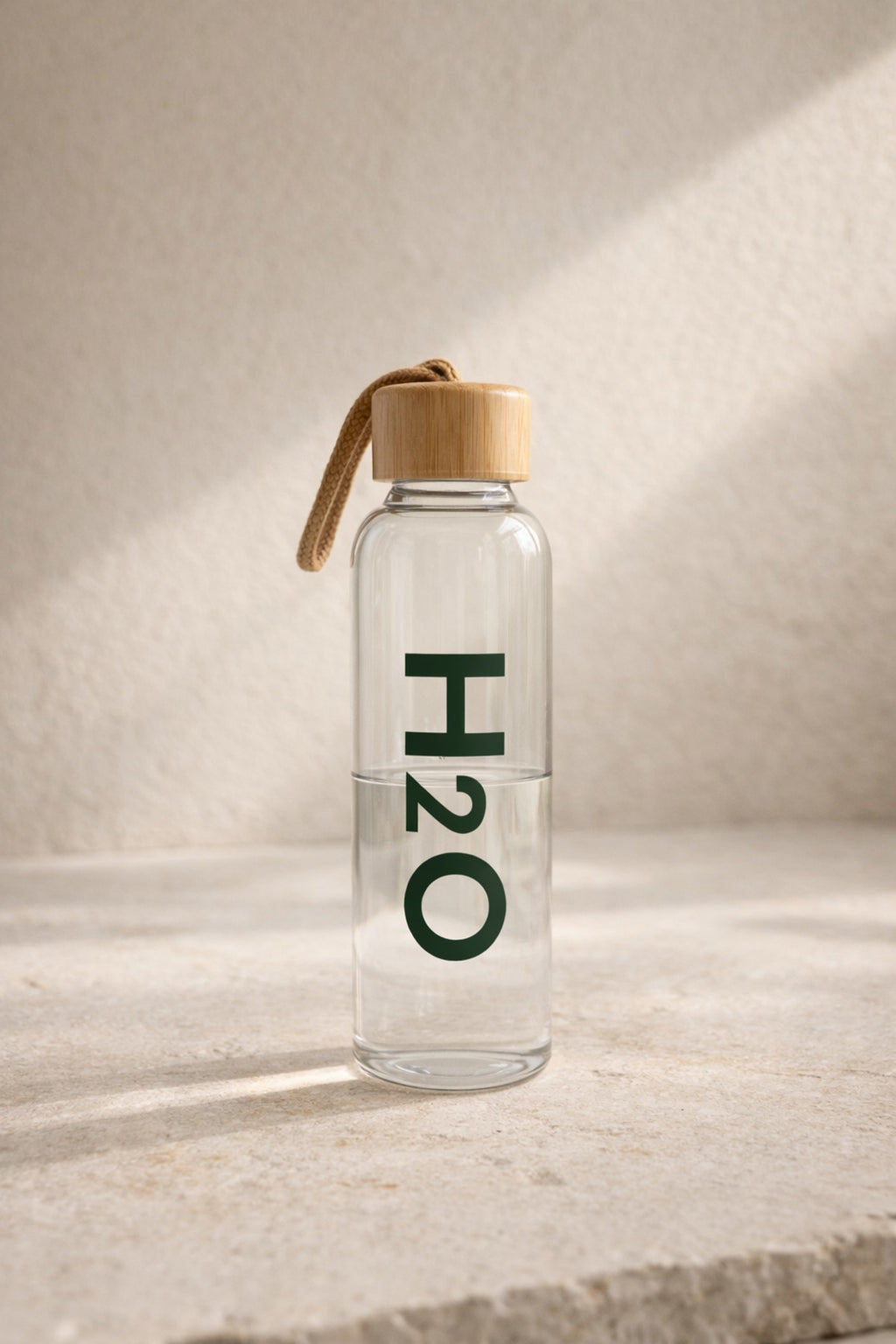 H2O Pure Glass Borosilikat Cam Matara | Vakum Kapak | Keten Torbalı | 600 ml