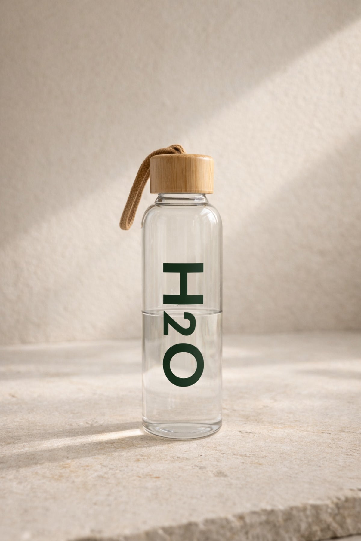H2O Pure Glass Borosilikat Cam Matara | Vakum Kapak | Keten Torbalı | 600 ml