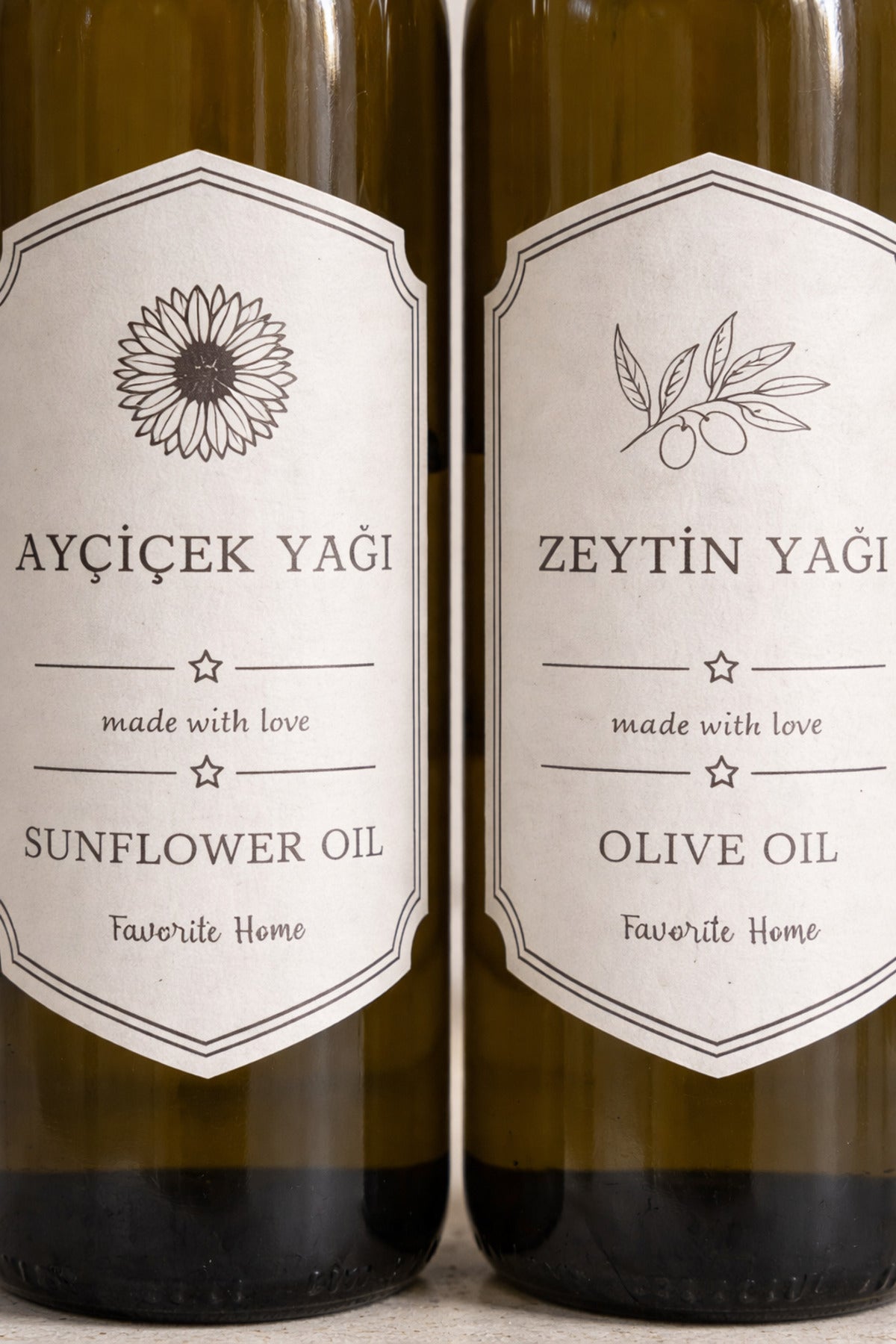 Retro 2’li Ayçiçek & Zeytinyağı yağdanlık Şişesi Seti – 750 ml