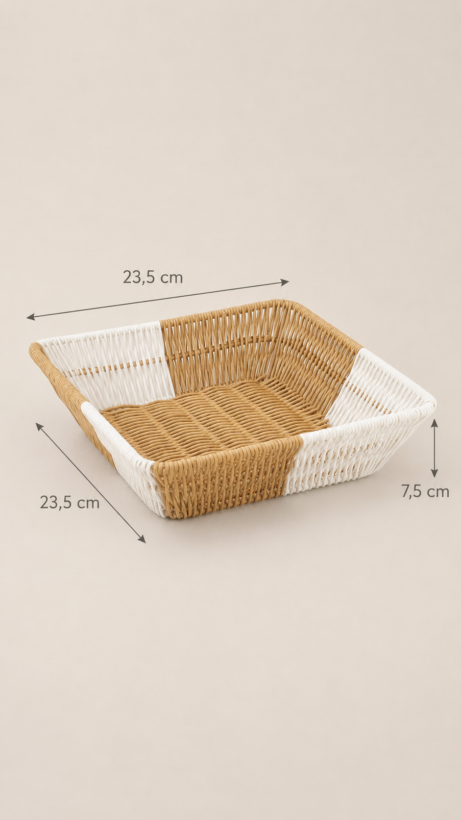 Kare Çift Renkli Rattan Sepet