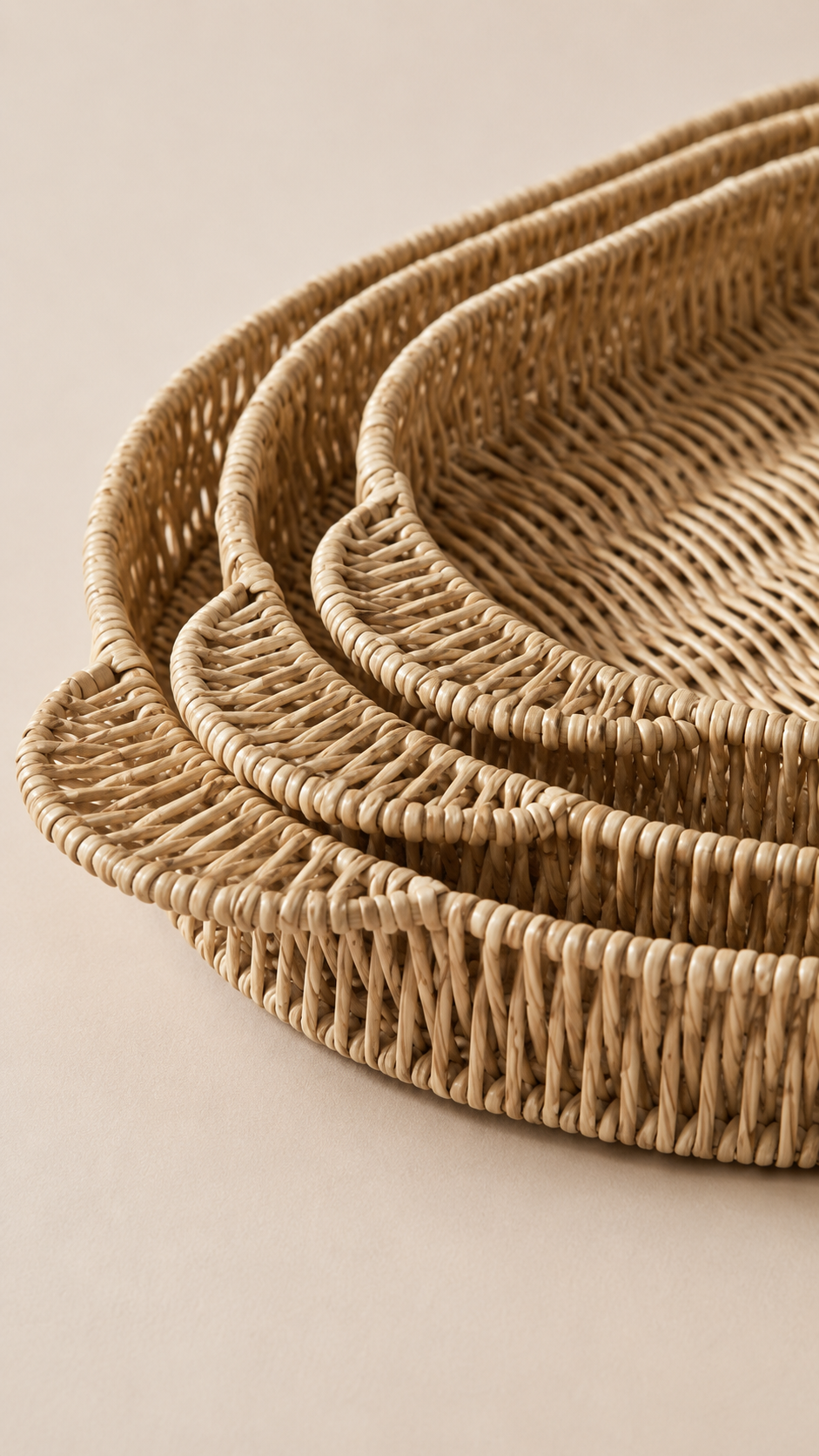 3’lü Oval Rattan Tepsi Seti