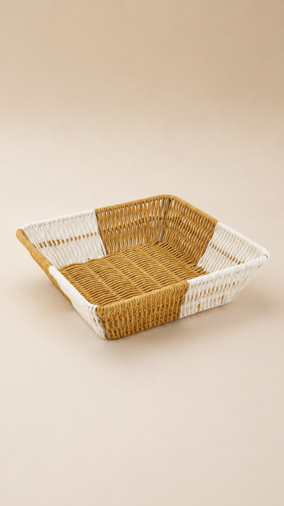 Kare Çift Renkli Rattan Sepet
