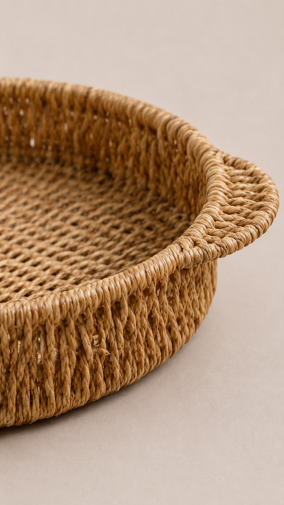 Sorrento 3’lü Yuvarlak Kulplu Rattan Tepsi Seti